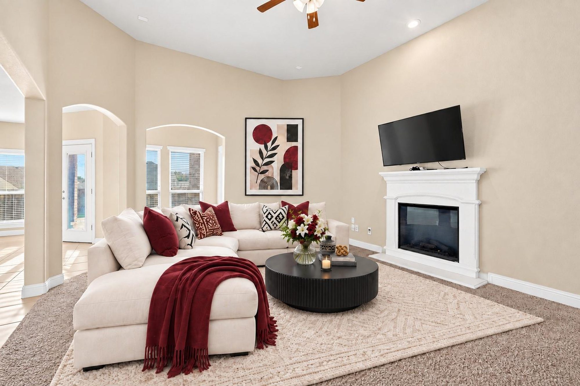 Living room with fireplace
